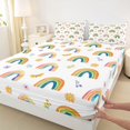 thumbnail image 3 of Manfei Vintage Multicolor Rainbow Twin Sheet Sets,Kawaii Daisy Floral Twin Fitted Sheet,Colorful Flowers Flat Sheet For Kids,Luxury Bedroom Decor,3-Piece, 3 of 7