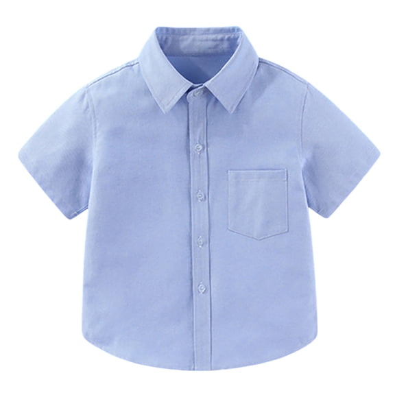 Mercatoo Toddler Collared Short Sleeve 𝐏o𝗹o Soft Solid Dress Shirt for Baby Boys Girls Cute Summer Comfortable Tee Tops with Pocket