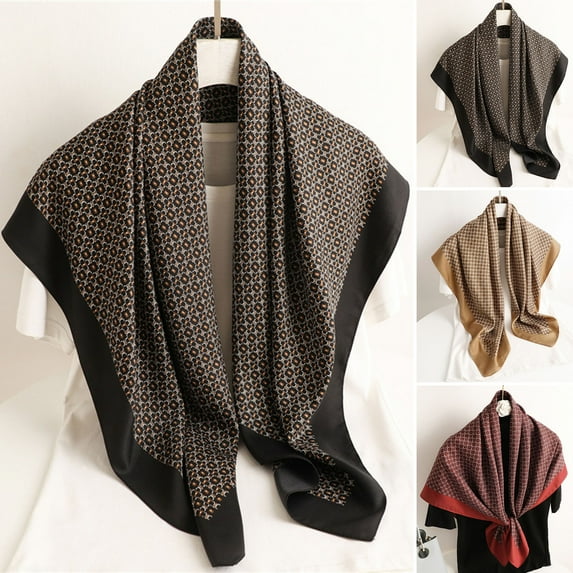 Dengjunhu Square Scarf Retro Style Print Scarves Muffler Hair Wrap Headscarf Neck Scarf Daily Wear Scarf Women