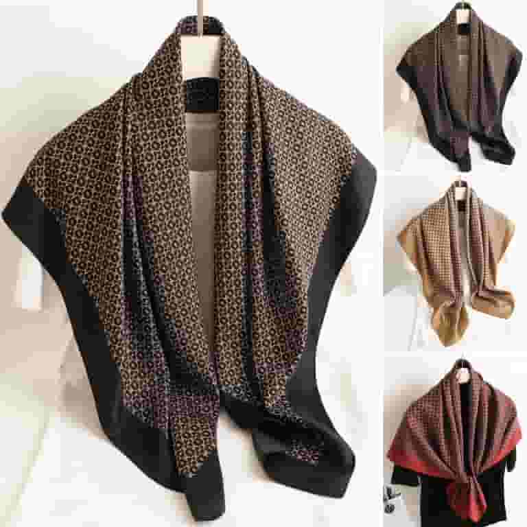 Dengjunhu Square Scarf Retro Style Print Scarves Muffler Hair Wrap