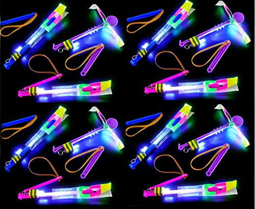 Kids Adults Fun Toys Play US Seller New 12 Pcs LED Flyer Sling Flare Copter 
