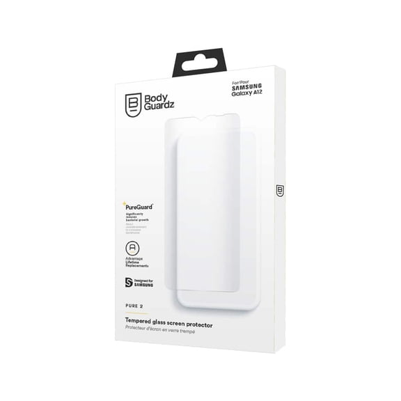 BodyGuardz Pure 2 Antimicrobial Tempered Glass Screen Protector - Samsung Galaxy A12