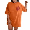 thumbnail image 2 of Elainilye Fashion Womens T Shirts Oversized T-Shirts Plus Size Slogan Graphic Drop Shoulder Short Sleeve Tops Summer Loose Tees,Orange, 2 of 9