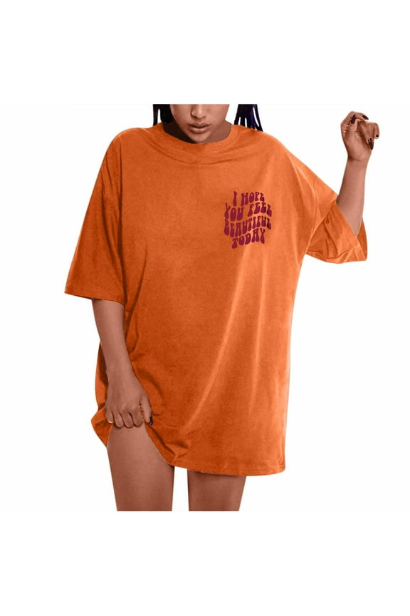 Womens Tops Short Sleeve Oversized T Shirts for Women Plus Size Slogan Graphic Drop Shoulder Short Sleeve Tops Summer Loose Pullover Tees