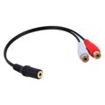 thumbnail image 1 of Adaptador divisor de audio estéreo de 3,5 mm hembra a 2 conectores hembra chapados en oro (15 cm), color negro, 1 of 4
