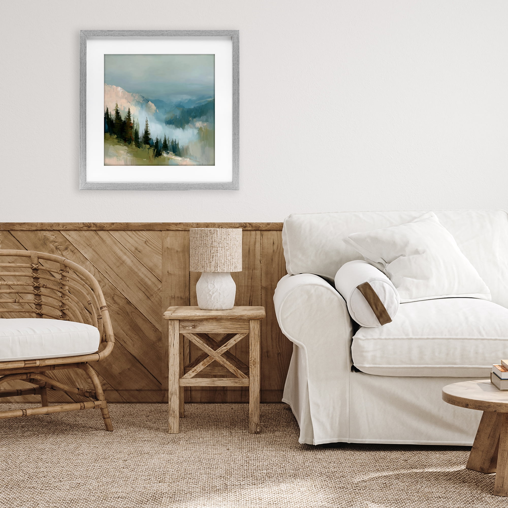 Stupell Industries Mountain Forest Impression Gray Framed Print Under Glass, design by Kim Curinga