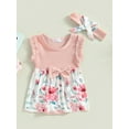 thumbnail image 2 of Bagilaanoe Newborn Baby Girl Rompers Dress Floral Print Sleeveless Bodysuit + Headband 3M 6M 12M 18M Infant Patchwork One Piece Jumpsuit, 2 of 9