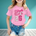 thumbnail image 2 of Girls Bow Top 2026 Digital Element New Year Print Short Sleeve Casual T Shirt Pink 8 Y-9 Y, 2 of 4