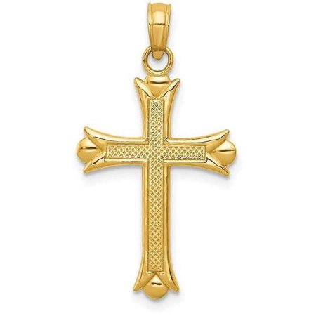 14k Yellow Gold Fleur De Lis Cross Pendant M1849
