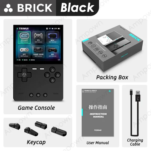 Handheld Game Console 3.2'' IPS Screen Linux System Trimui UI Metal Back Panel Key LED Lighting Free Keycap Gifts