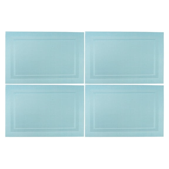 Unique Bargains 4 Pcs Double Frame Pattern Placemats PET Place Mats for Kitchen Table Washable Table Mats Lake Blue