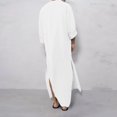 thumbnail image 3 of BADHUB Men's Big and Tall Linen Robes Long Sleeve Muslim Robe Button Up Side Split Kaftan Thobe with Pockets White S, 3 of 5