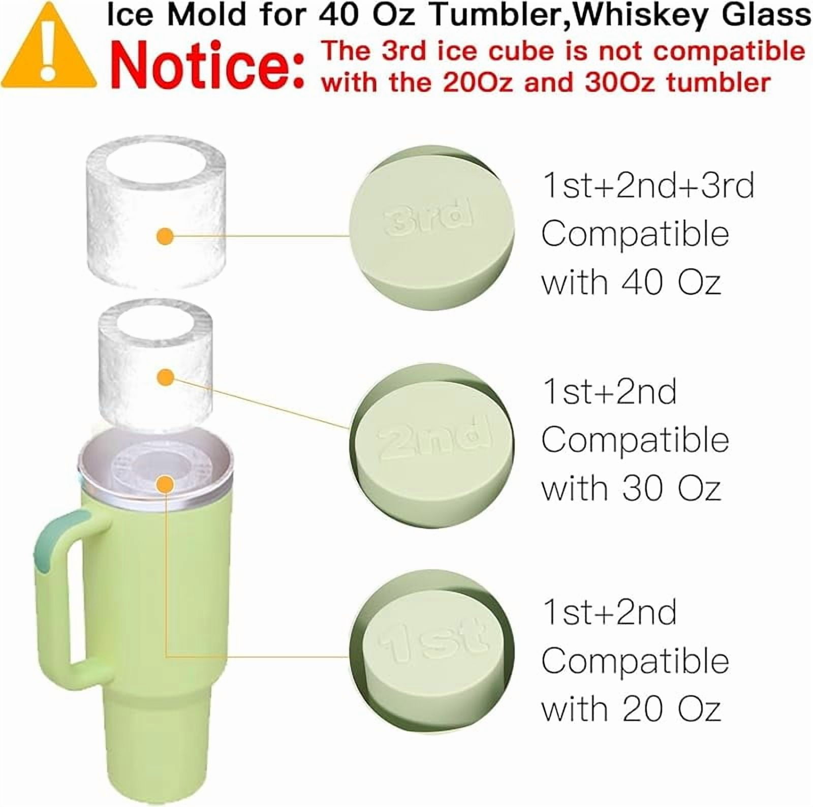 Ice Cube Tray for Tumbler Cup 30Oz-40Oz, 3 Pcs Silicone Cylinder Ice Mold with Lid and Bin for Freezer, Easy Fill and Release Ice Maker for Whiskey, Cocktail BPA-Free