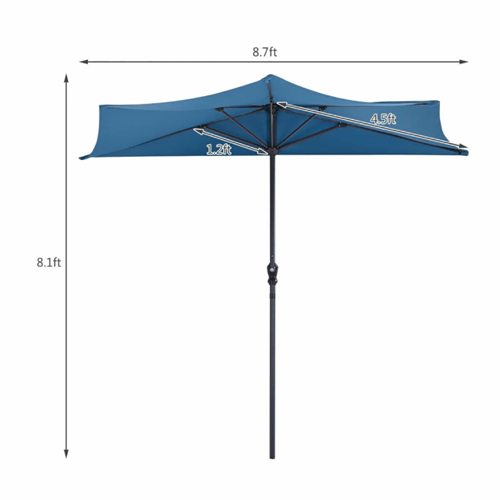 Aimee Lii 9Ft Patio Bistro Half Round Umbrella, Table Umbrella Outdoor Patio, Blue Aimee Lii 9Ft Patio Bistro Half Round Umbrella, Table Umbrella Outdoor Patio, Blue