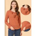 thumbnail image 3 of Unique Bargains Women's Ruffle Neck Long Sleeve Polka Dots Blouse Shirt, 3 of 4