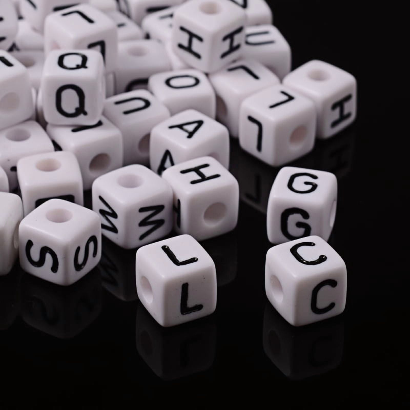 Acrylic Horizontal Hole Letter Beads Cube White Size: about 10mm hole: about 3mm about 550pcs/500g