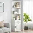 thumbnail image 6 of Lorelo Tall Corner Cabinet, Sofa Side Corner Storage Stand, Triangle Corner Hutch with Drawer and with Barn Door Design, Corner Bookcase for Bathroom, Living Room, Office, 6 of 7