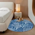 thumbnail image 2 of Round Rugs 7Ft, Navy Blue Coral Coastal Round Area Rug Washable Indoor Throw Carpet, Ocean Nautical Seaside Beach Large Non Slip Circle Rug for Dining Room Playroom Home Decor Aesthetic, 2 of 8