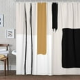 thumbnail image 2 of Abstract Modern Shower Curtain for Bathroom, Cute Geometric Minimalist Black and White Fabric Shower Curtains Set, Retro Beige Yellow Tan Mid Century Restroom Decor Accessories with Hooks 72X 78 Inche, 2 of 7