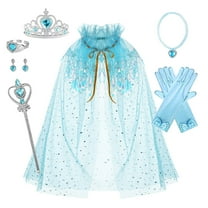 EHRWE Toddler Girl Clothes Girl's Party Set With Star Wand Glitter Headband Jewelry Cape For Birthday Dress Up Cloak One Size