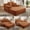 Orange, variant on 60" Plush Corduroy Convertible Sofa Bed, Adjustable Fabric  Sleeper Sofa with storage pocket, Queen Size Fabric Sofa Bed with spring cushion for apartment small space, Dark Gray