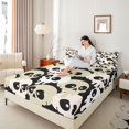 thumbnail image 3 of Castle Fairy Kawaii Halloween Skull Bed Sheets 4-Piece,Gothic Theme Graffiti Splash Full Size Sheets,Beige Black,1 Fitted Sheet,1 Flat Sheet and 2 Pillowcases, 3 of 6