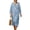 Blue - Polynesian, variant on Polynesian Plumeria Printed Imitation Linen Maxi Dresses for Women Casual Loose Dress V Neck 3/4 Sleeve Midi Dresses, L