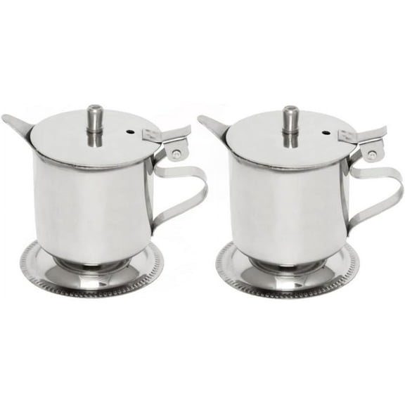 Soro Essentials- Set of 2 Stainless Steel 5 oz. Creamer with Gadroon Base- Footed Creamers Mini Pitcher for Serving Milk Coffee Cream Salad Dressing Maple Syrup Sugar for Home Restaurant Cafes