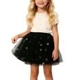 thumbnail image 2 of Huowey Kids Girls Dance Tutu Skirts High Waist Pom Pom Ruffles Tulle Party Ballet Skirt Tiered Layered Tulle Dancewear,Black,8-9 Years, 2 of 6