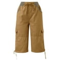 thumbnail image 4 of Sexy Dance Summer Cargo Capris Pants For Women Hight Waist Beach Loose Pants Holiday Drawstring Cropped Pants Loungewear Size S-3XL, 4 of 5