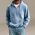 thumbnail image 5 of JUUYY Men's Quarter Zip Pullover Hoodies with Pocket Loose Fit Long Sleeve Casual Half Zipper Hooded Sweatshirt Fall Winter Outfit Light Blue L, 5 of 6