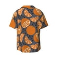 thumbnail image 2 of Vsdgher Various Oranges Print Men's Wrinkle Free Untucked Cuban Shirt Business Casual Button Down Shirts Short Sleeve Shirt, 2 of 7
