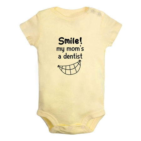 

iDzn Smile My Mom s a Dentist Funny Rompers For Babies Newborn Baby Unisex Bodysuits Infant Jumpsuits Toddler 0-24 Months Kids One-Piece Oufits