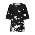 thumbnail image 5 of Womens Blouses Long Sleeve Clearance Women's Ladies Fashion Casual Cropped 3/4 Sleeve Printing Cotton Loose Shirt Blouse Top, 5 of 5