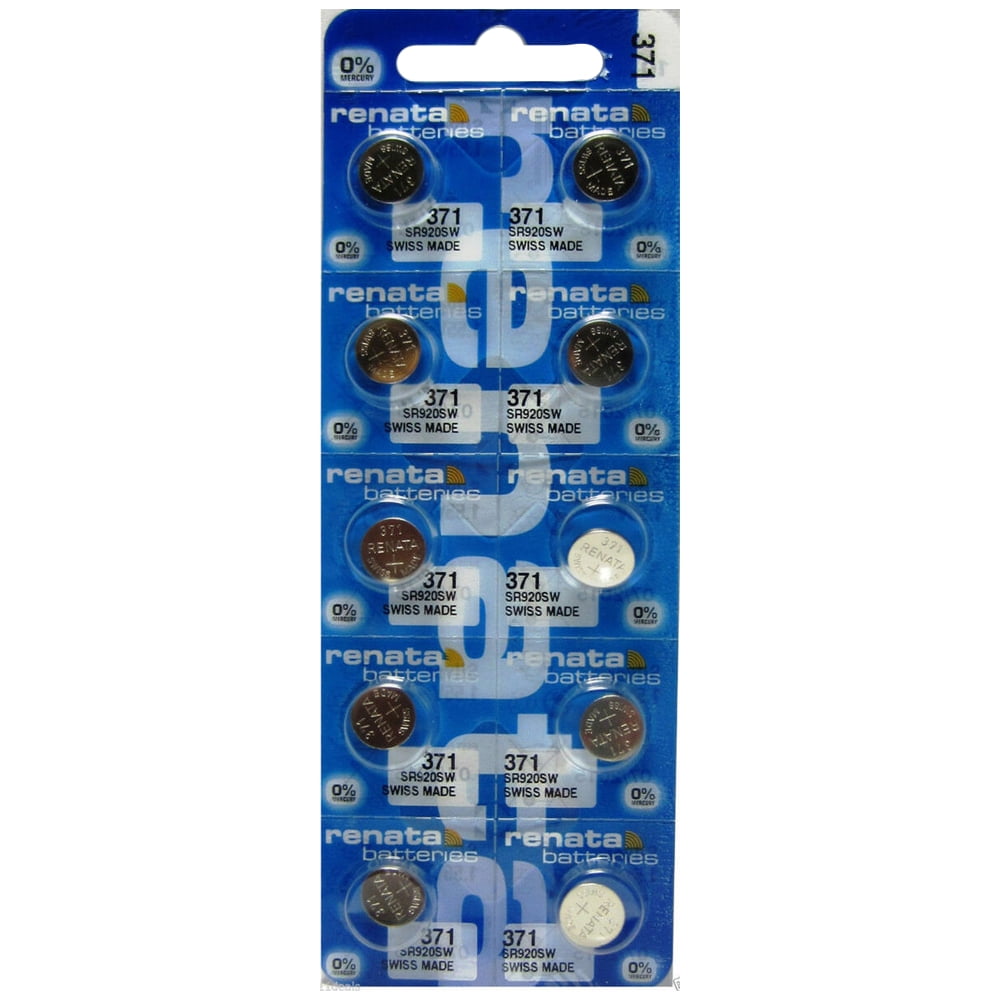 renata silver oxide watch battery 371 sr920sw 10 batteries