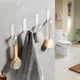thumbnail image 4 of Gancho de pared de baño de aluminio de 4 piezas, soporte para toallas impermeable sin perforación, ganchos para cocina y oficina, color blanco, 4 of 5