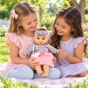 My Sweet Love My Cuddly Baby 14-Inch Soft Baby Doll with Pacifier, Grey & Pink Dress and Headband