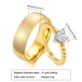thumbnail image 4 of 18K Gold Plating White Heart Cz Band Men's Women's Stainless Steel Couple Rings, 4 of 5