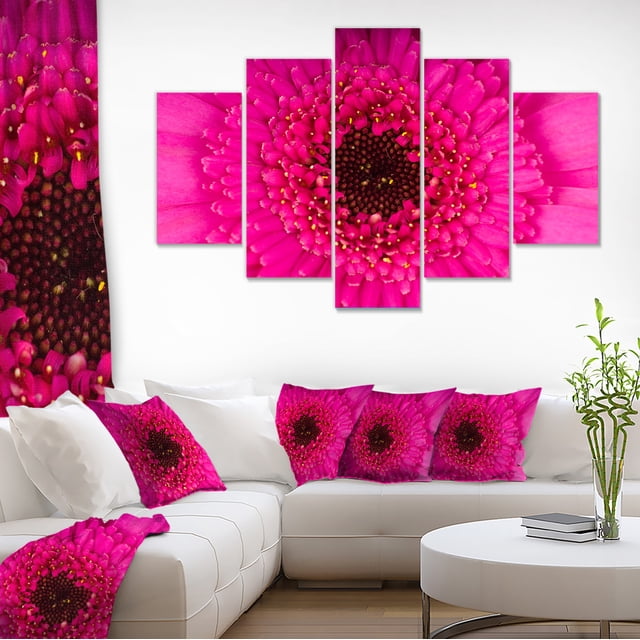 Macro Photo of Gerbera Flower - Flowers Canvas Wall Artwork