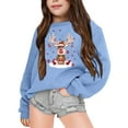 thumbnail image 2 of Otqutp Kid Girls Merry Christmas Long Sleeve Sweatshirt Embroidered Xmas Round Neck Shirts Xmas Pullover Holidays Tops Clothes(Blue,8-9 Years), 2 of 4
