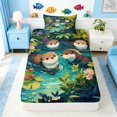 thumbnail image 4 of Manfei Cartoon Otter Pond Flower Twin Sheet Sets for Kids Boys and Girls, Animal Print Bedding 3pcs, 1 Flat Sheet, 1 Fitted Sheet and 1 Pillowcase, 4 of 6