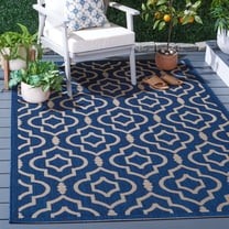 Safavieh Courtyard Lavern Geometric Indoor/Outdoor Area Rug, Navy/Beige, 8' x 11'