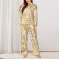 thumbnail image 3 of Kll World Map Print Women'S Long Sleeve Pajamas With Pants Sleepwear Loungewear 2 Set-Medium, 3 of 9