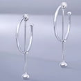 thumbnail image 4 of Silver earrings Drop temperament long personality studs simple earrings, 4 of 5