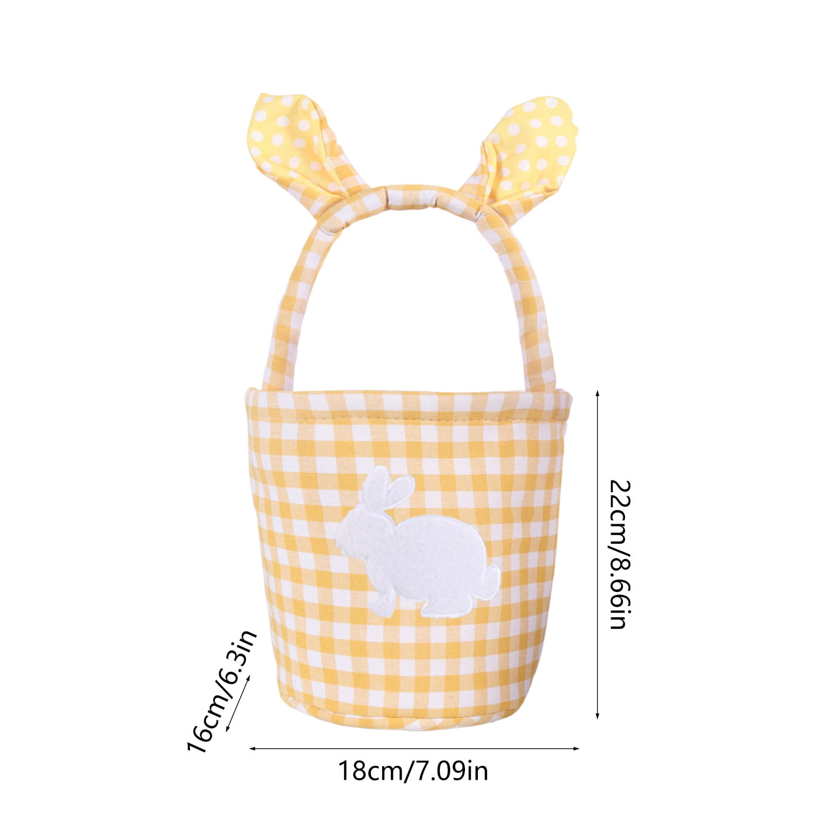 Easter Bunny Ears Basket Plaid Easter Egg Candy Gift Storage Handbag for Home Party Decoration Cute Pastel Spring Holiday Decor