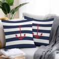 thumbnail image 2 of Throw Pillow Covers 16x16 Inch Set of 2, Navy Blue Striped Waterproof Outdoor Pillow Covers, Red Beach Nautical Anchor Ocean Coastal Decorative Cushion Pillowcases for Couch, Sofa, Bed, Garden, Patio, 2 of 9