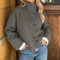 thumbnail image 2 of Tqcoqu Womens Fall Winter Cropped Jacket,Long Sleeve Lapel Button Front Casual Outer Coat, 2 of 7