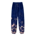 thumbnail image 5 of WTOBBY Women's Long Pants with Cuffed Hem and Retro Print, Suitable as Casual Pants or Pajama Pants for Comfortable Wear and Relaxation,Blue XS, 5 of 6