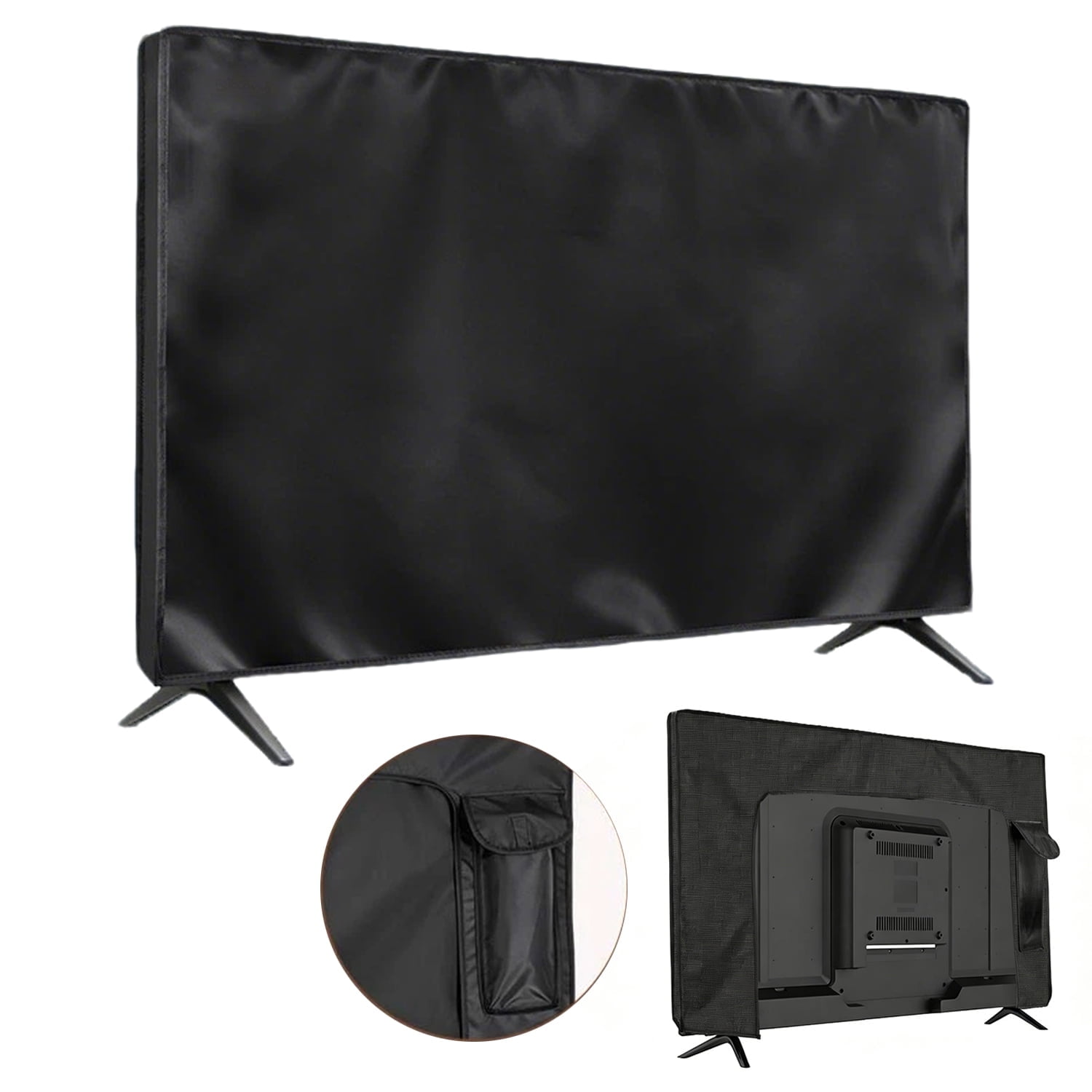 HOMEYA Indoor 60-65" TV Cover Flat Screen Television Protector Dust Cover with Remote Control Pocket, Black