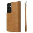 thumbnail image 4 of Feishell for Samsung Galaxy S21 Ultra (6.8 inch) Wallet Case for Women Men,Premium PU Leather Magnetic Clasp Zipper 9 Card Slots Folio Flip Holder Shockproof Purse Phone Case with Wrist Strap,Brown, 4 of 8